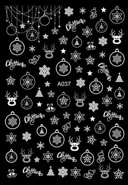 Merry Christmas Nail Art Decals Decoration Self Adhesive Nail Art Stickers Manicure Design White Snow Sticker for Nail Design Xmas Gift Nails Snowflake Nail Art Stickers Decals Christmas Nail 3D Self Adhesive Nail Stickers for Acrylic Nails Snowflake