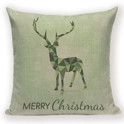 Merry Christmas Tree Cute Deer Happy Festival New Year Decorations Christmas Throw Pillow Covers Christmas Decorative Couch Pillow Cases Cotton Linen Pillow Square Cushion Cover For Home Bed
