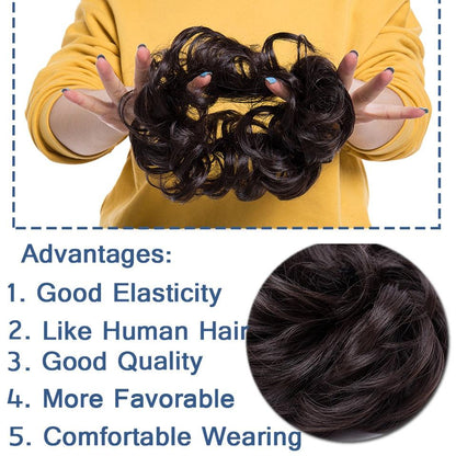 Messy Bun Scrunchy Hair Bun Fake Hair Synthetic Women Chignon Elastic Hair Band Hairpieces For Women Updo Donut Chignon Clip in Hair Extension For Volumized Hair Buns For Girls