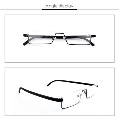 Metal Anti Blue Light Reading Glasses Men Half Frame Prescription Eyeglasses Male  Eyewear With Case For Men And Women Unisex Stylish Eyeglasses Glasses Clear Lens +1.75