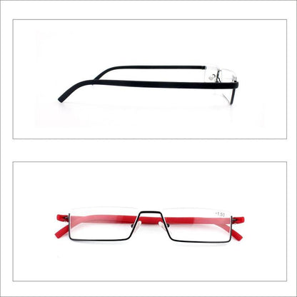 Metal Anti Blue Light Reading Glasses Men Half Frame Prescription Eyeglasses Male  Eyewear With Case For Men And Women Unisex Stylish Eyeglasses Glasses Clear Lens +1.75
