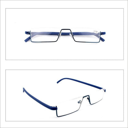 Metal Anti Blue Light Reading Glasses Men Half Frame Prescription Eyeglasses Male  Eyewear With Case For Men And Women Unisex Stylish Eyeglasses Glasses Clear Lens +1.75