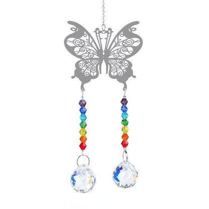 Metallic Hoop Moon Sun Catcher Hanging Crystal Pendant Chandelier Lamps Light Crystals Glass Pendants Light Rainbow Maker Wind Chime Hanging Drop Gift of Good Luck Garden Decor Hanging Ornament For Home Decoration