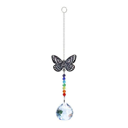 Metallic Hoop Moon Sun Catcher Hanging Crystal Pendant Chandelier Lamps Light Crystals Glass Pendants Light Rainbow Maker Wind Chime Hanging Drop Gift of Good Luck Garden Decor Hanging Ornament For Home Decoration