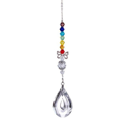 Metallic Hoop Moon Sun Catcher Hanging Crystal Pendant Chandelier Lamps Light Crystals Glass Pendants Light Rainbow Maker Wind Chime Hanging Drop Gift of Good Luck Garden Decor Hanging Ornament For Home Decoration