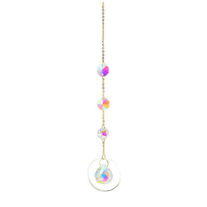 Metallic Hoop Moon Sun Wind Chimes K9 Crystal Prisms Hanging Sun-catcher Rainbow Chaser Window Curtains Pendant Home Decor Gifts For Wall Hanging Decor Room Home Photography Prop