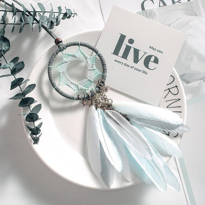 Mini 38cm Dream Catchers Hanging Room Decoration Indian Style Feathers Pendants Bag Key Chains Wind Chimes  Wall Decor Native American Handmade For Bedroom Car & Wall Hanging Decoration Ornaments Dream Catchers For Girls Boys Room