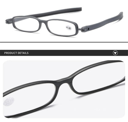 Mini Design Reading Glasses For Men Women Rotating Small Oval Presbyopia Eyewear Portable Unisex Reader Eyeglasses Mini Compact Slim Reading Glasses Lightweight Portable Readers