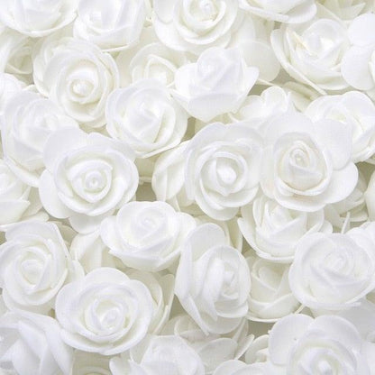 Mini Fake Rose Flower Heads 50/100/200 Pieces Teddy Bear of Roses 3cm Foam Wedding Flowers Accessories Make Bridal Hair Clips Headbands Dress