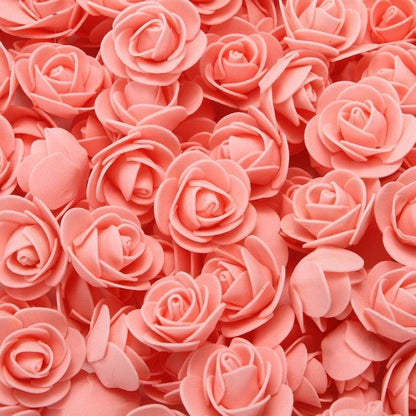 Mini Fake Rose Flower Heads 50/100/200 Pieces Teddy Bear of Roses 3cm Foam Wedding Flowers Accessories Make Bridal Hair Clips Headbands Dress