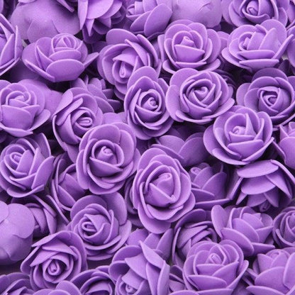 Mini Fake Rose Flower Heads 50/100/200 Pieces Teddy Bear of Roses 3cm Foam Wedding Flowers Accessories Make Bridal Hair Clips Headbands Dress