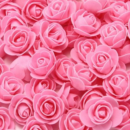 Mini Fake Rose Flower Heads 50/100/200 Pieces Teddy Bear of Roses 3cm Foam Wedding Flowers Accessories Make Bridal Hair Clips Headbands Dress