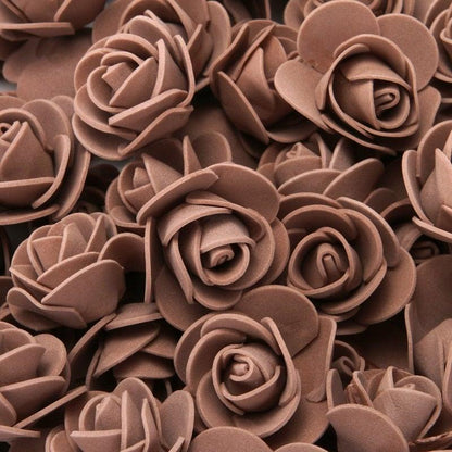 Mini Fake Rose Flower Heads 50/100/200 Pieces Teddy Bear of Roses 3cm Foam Wedding Flowers Accessories Make Bridal Hair Clips Headbands Dress