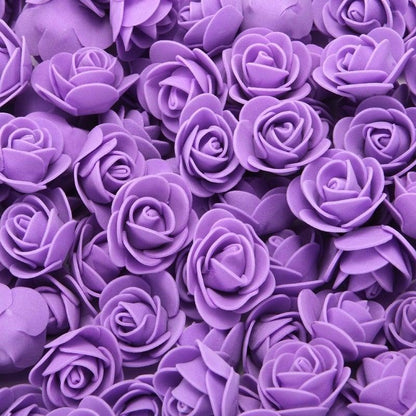 Mini Fake Rose Flower Heads 50/100/200 Pieces Teddy Bear of Roses 3cm Foam Wedding Flowers Accessories Make Bridal Hair Clips Headbands Dress