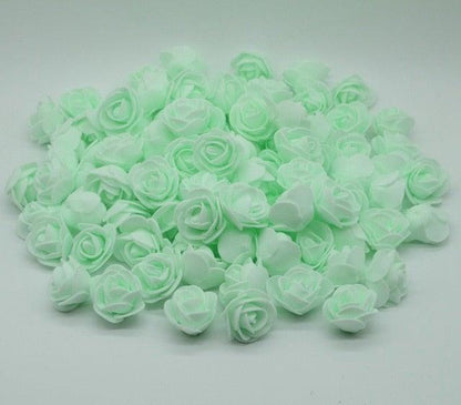 Mini Fake Rose Flower Heads 50/100/200 Pieces Teddy Bear of Roses 3cm Foam Wedding Flowers Accessories Make Bridal Hair Clips Headbands Dress