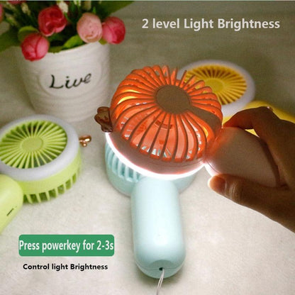 Mini Portable Fan USB Rechargeable Night Light Cooling Handheld Fan Three Speed Adjustable Pocket Personal Small Hand Fan for Child Home School Travel LED Fan