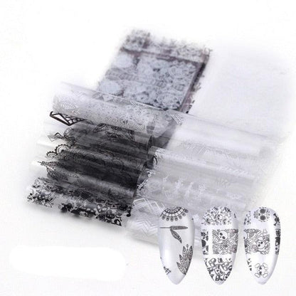 Mix Nail Art Transfer Foil Sticker Angles Decoration Nail Art Decals Design For Nails Wraps Follie Nail Foil Transfer Sticker Kit, Nail Art Decals Nail Foil Glass Paper Nail Decals Nail Wraps for Nail Art Decorations Supplies