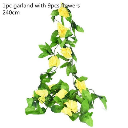 Modern Artificial Green Eucalyptus Leaves Garland Wisteria Rattan Fake Decor Silk Leaf Vines For Wedding Birthday Party Decor
