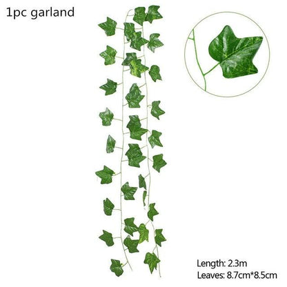 Modern Artificial Green Eucalyptus Leaves Garland Wisteria Rattan Fake Decor Silk Leaf Vines For Wedding Birthday Party Decor