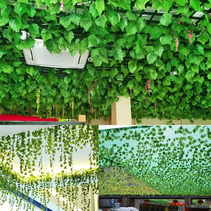 Modern Artificial Green Eucalyptus Leaves Garland Wisteria Rattan Fake Decor Silk Leaf Vines For Wedding Birthday Party Decor