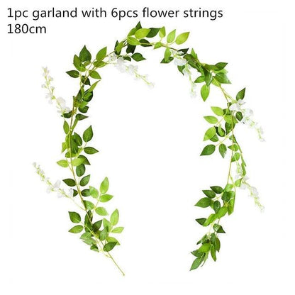 Modern Artificial Green Eucalyptus Leaves Garland Wisteria Rattan Fake Decor Silk Leaf Vines For Wedding Birthday Party Decor