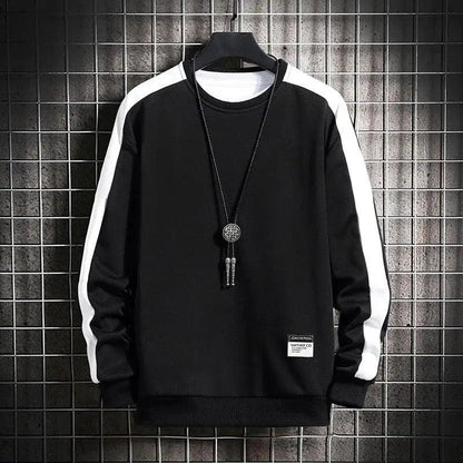 Modern Long Sleeve Sweatshirts Men New Fashion Color Casual Mens Casual O-Neck Patchwork Sweatshirt For Young Men Men Sweatshirt Streetwear Loose Solid Patchwork Pullover Sweatshirt