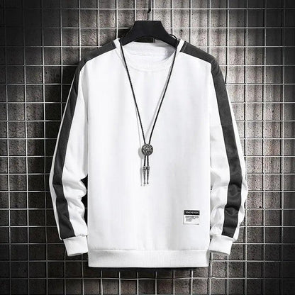 Modern Long Sleeve Sweatshirts Men New Fashion Color Casual Mens Casual O-Neck Patchwork Sweatshirt For Young Men Men Sweatshirt Streetwear Loose Solid Patchwork Pullover Sweatshirt