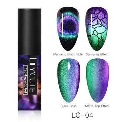 Modern Styllish Elegant 9D Cat Magnetic Nail Gel Polish UV LED  Permanent Elegant Colorful Charming Effect For Womens