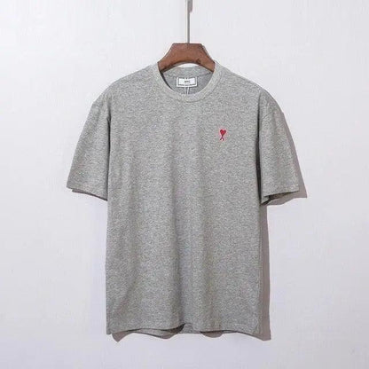 Modern Summer New Hearts A Love Embroidered Simple Design Masculine Fashion Short Sleeve T-Shirt Men's T-Shirt  Men's Short Sleeve Tees Cotton T-Shirts for Men