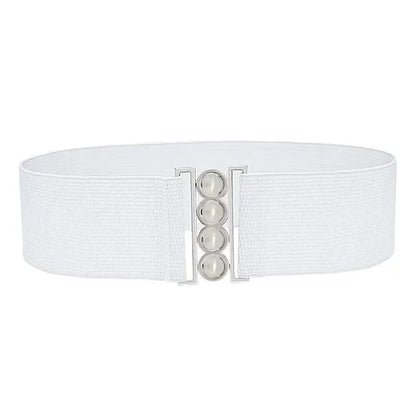 Modern Wide Fabric Strap Silver Metal Buckle Belts For Women Trendy Fashion Stretchable Classic Belts