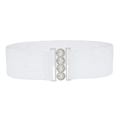 Modern Wide Fabric Strap Silver Metal Buckle Belts For Women Trendy Fashion Stretchable Classic Belts