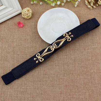 Modern Wide Fabric Strap Silver Metal Buckle Belts For Women Trendy Fashion Stretchable Classic Belts