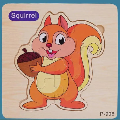 Montessori Games Baby Animals/traffic Kid's Cognition Puzzles Toys Wooden Cartoon Cognition Puzzle Toys Matching Education Game