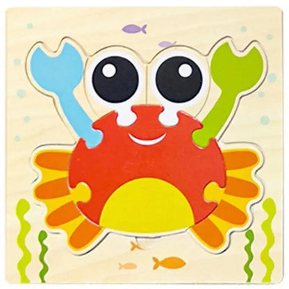 Montessori Games Baby Animals/traffic Kid's Cognition Puzzles Toys Wooden Cartoon Cognition Puzzle Toys Matching Education Game