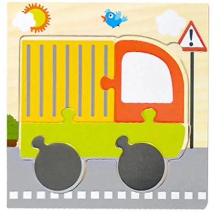 Montessori Games Baby Animals/traffic Kid's Cognition Puzzles Toys Wooden Cartoon Cognition Puzzle Toys Matching Education Game