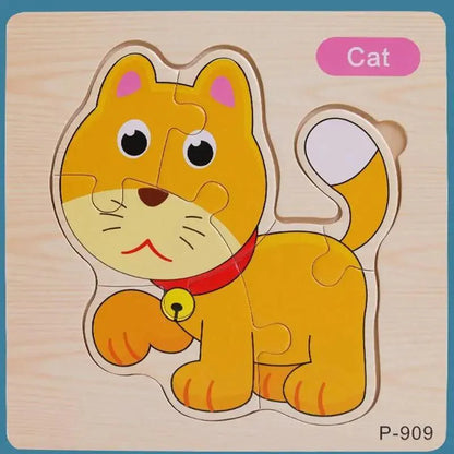 Montessori Games Baby Animals/traffic Kid's Cognition Puzzles Toys Wooden Cartoon Cognition Puzzle Toys Matching Education Game
