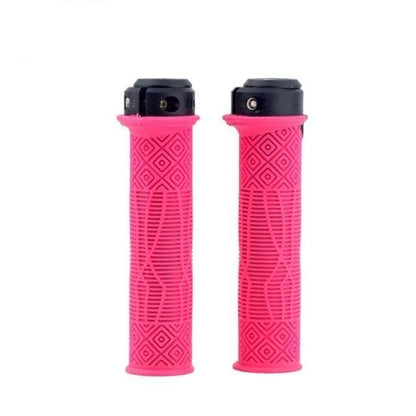 Mountain Bike Handlebar Handle Pro Lock Handle Aluminum Alloy Silicone Handlebar Grips Double Lock-on Bicycle Handle Bar Grips Ergonomic Non-Slip Silicone Hand Grip For Scooter Mountain
