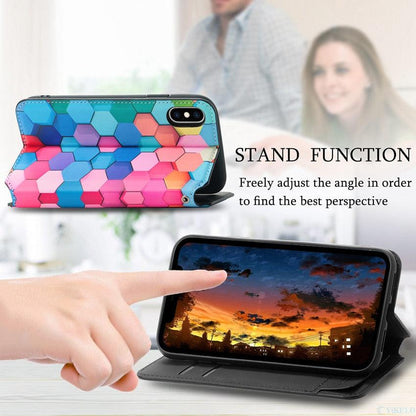 Multicolored Phone Case For iPhone 13 12 11 Pro Mini Cover Wallet Card Slot Flip Magnetic Leather PU Leather Flip Wallet Cover with Card Slots Case Cover
