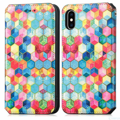 Multicolored Phone Case For iPhone 13 12 11 Pro Mini Cover Wallet Card Slot Flip Magnetic Leather PU Leather Flip Wallet Cover with Card Slots Case Cover