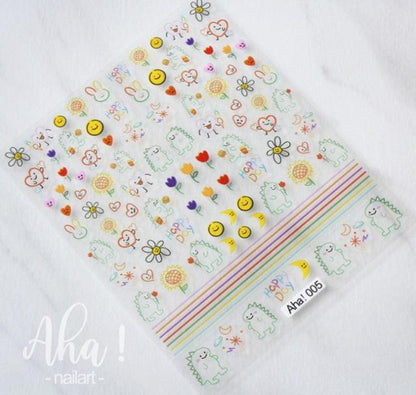 Nail Glue Stickers Stars Moon Cartoon Rabbit Panda Flower Nail Decoration Decals Nail Sticker Nail Art Decorations Design Decoration Acrylic Nail Supplies Designer Nail Decorations for Women Girls Kids 3D Nail Art Stickers Decals