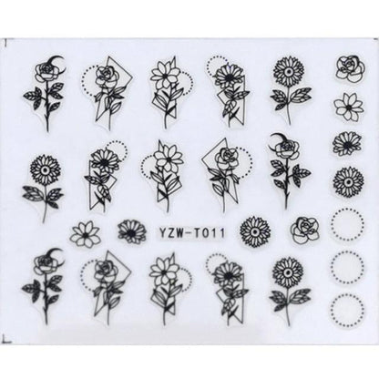 Nail Stickers for Manicure Nail Sticker Sliders For Nails Decal Self-adhesive Nails Figures Transfer Black Accessories Sliders Manicure Decoration 3D Nail Supplies Holographic Decals Transfer Sliders Nail Design Manicures Nail Self-Adhesive Sticker
