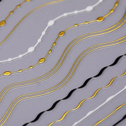 Nail Strip Stickers Black Gold Rose Gold Silver Metal Strip Tape Nail Art Adhesive Foil Tips Nail Sticker Decals Metallic Curve Strip Line Nail Decal Self-Adhesive 3D Wave Design Decoration for Women Girls Tape Nail Art Stickers Decal Decoration