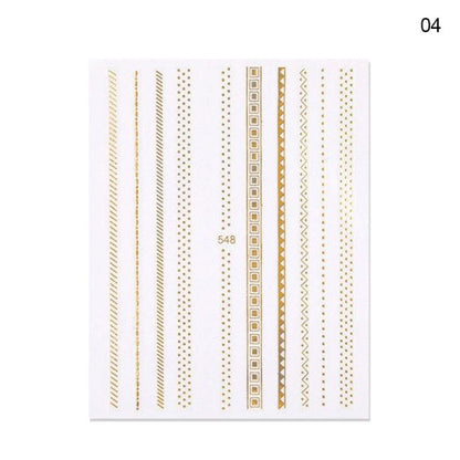 Nail Strip Stickers Black Gold Rose Gold Silver Metal Strip Tape Nail Art Adhesive Foil Tips Nail Sticker Decals Metallic Curve Strip Line Nail Decal Self-Adhesive 3D Wave Design Decoration for Women Girls Tape Nail Art Stickers Decal Decoration