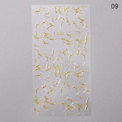 Nail Strip Stickers Black Gold Rose Gold Silver Metal Strip Tape Nail Art Adhesive Foil Tips Nail Sticker Decals Metallic Curve Strip Line Nail Decal Self-Adhesive 3D Wave Design Decoration for Women Girls Tape Nail Art Stickers Decal Decoration
