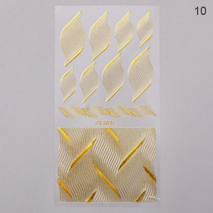 Nail Strip Stickers Black Gold Rose Gold Silver Metal Strip Tape Nail Art Adhesive Foil Tips Nail Sticker Decals Metallic Curve Strip Line Nail Decal Self-Adhesive 3D Wave Design Decoration for Women Girls Tape Nail Art Stickers Decal Decoration