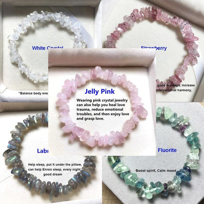 Natural Lucky Stone Beads Bracelet Multiple Colors Bracelets Beautiful Crystal Bracelets Natural Gemstone Crystal Stretch Bracelets Distance Energy Bracelet For Women Girls