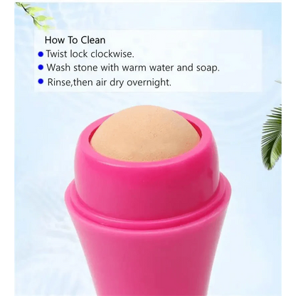 Natural Reusable Oil Resistant Facial Tool Roller Oil Control Rolling Stone Women Makeup Face Skin Care Tool Facial Cleaning Oil Absorption Roller On Ball Suitable for Traveling At Home Or Going Conduct For Facial Massage