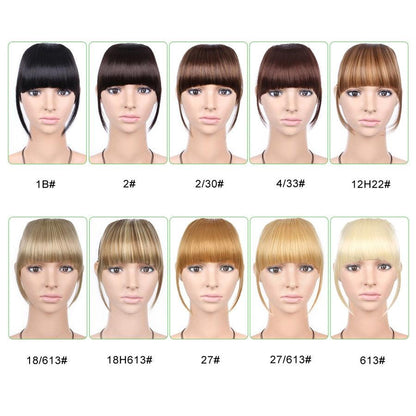 Natural Straight Synthetic Blunt Bangs High Temperature Fiber Brown Women Clip-In Flat Neat Bangs With Temples For Women One Piece Hairpiece