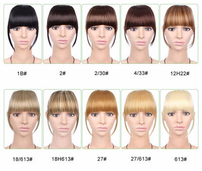 Natural Straight Synthetic Blunt Bangs High Temperature Fiber Brown Women Clip-In Flat Neat Bangs With Temples For Women One Piece Hairpiece