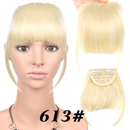 Natural Straight Synthetic Blunt Bangs High Temperature Fiber Brown Women Clip-In Flat Neat Bangs With Temples For Women One Piece Hairpiece